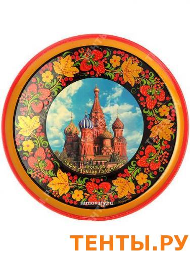 Тарелка-панно хохлома "Собор Василия Блаженного", арт. 2 Тарелка-панно хохлома "Собор Василия Блаженного", арт. 2