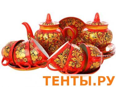 Чайный сервиз с художественной росписью "Золотая кудрина" Чайный сервиз с художественной росписью "Золотая кудрина"