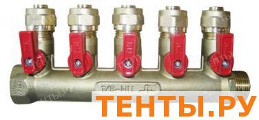 Коллектор 3/4" евроцанга, с 5 кранами - 1/2", кр., Коллектор 3/4" евроцанга, с 5 кранами - 1/2", кр.,