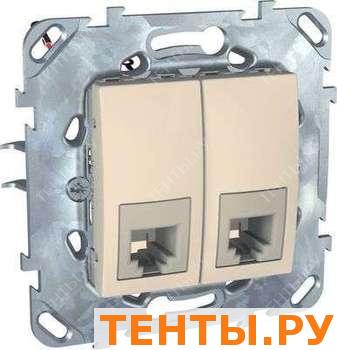 Роз.ТФ 2хRJ11 (4 конт) беж.Unica 5.9090.25ZD 21675 Роз.ТФ 2хRJ11 (4 конт) беж.Unica 5.9090.25ZD 21675