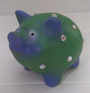 Свинка маленькая со стразами, копилка,зелёный Н-9,5см, L-9см, W-13см. - 389 руб.