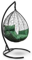 Подвесное кресло SEVILLA черное + каркас + подушка зеленая