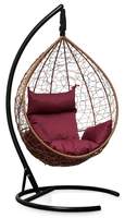 Подвесное кресло SEVILLA горячий шоколад + каркас + подушка бордовая