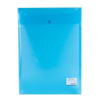 Папка-конверт с кнопкой BRAUBERG, вертикальная, А4, до 100 листов, прозрачная, синяя, 0,15 мм, 224977 - 27 руб.