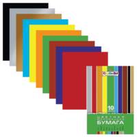 Цветная бумага А4 мелованная, 10 листов 10 цветов, в папке, HATBER "Creative", 195х280 мм, 10Бц4м 05930, N050842 - 73 руб.