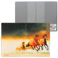 Обложка для паспорта "Лошади", кожзам, полноцветный рисунок, ДПС, 2203.Т9