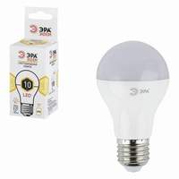 Лампа светодиодная ЭРА, 10 (70) Вт, цоколь E27, грушевидная, теплый белый свет, 25000 ч., LED smdA60-10w-827-E27ECO