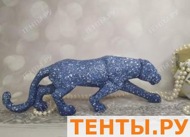 Тигр полигональный малый, цвет синий мрамор, L-25см H-8,5см W-4,5см